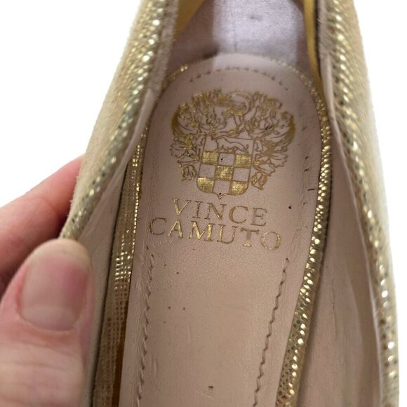 Vince Camuto Zella Gold Leather Platform Stiletto Heels Sz 8.5 - Picture 5 of 7